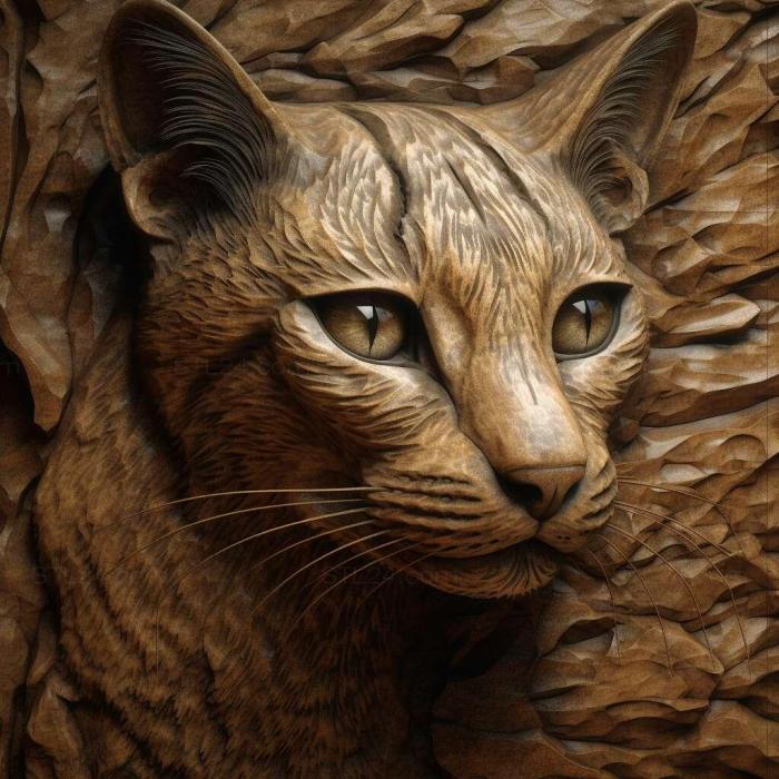 Nature and animals (Serengeti cat 2, NATURE_2894) 3D models for cnc